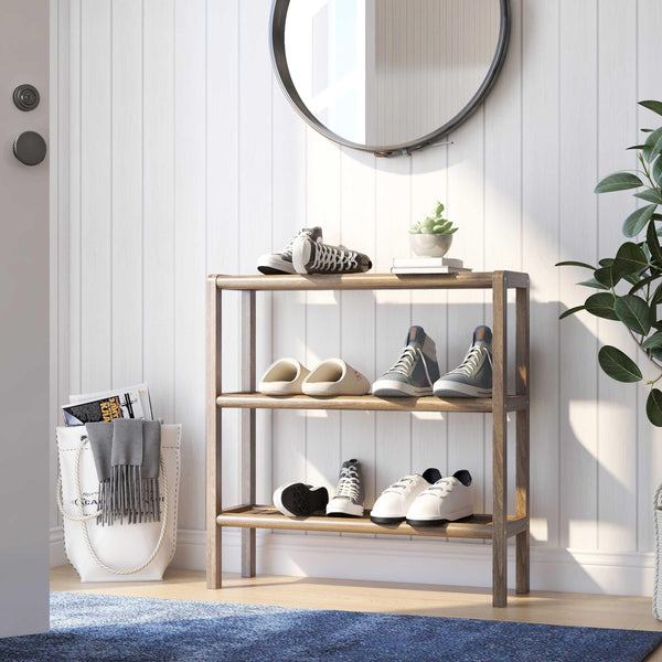 Walnut Versatile Shoe Rack Shelving Unit