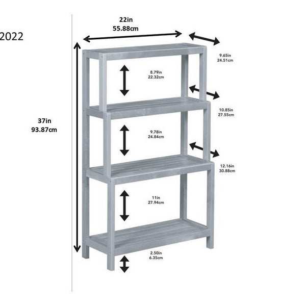 37" Bookcase with 4 Shelves in Antique Chestnut