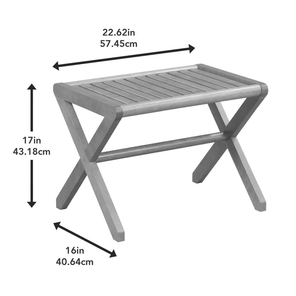 White Finish Solid Wood Bench