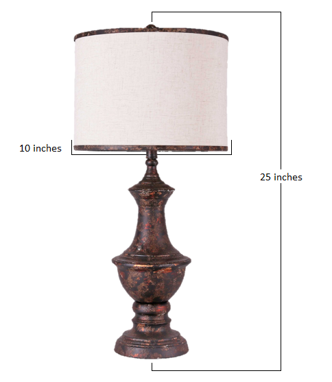 Metal Finish Traditional Table Lamp with Ivory Linen Shade