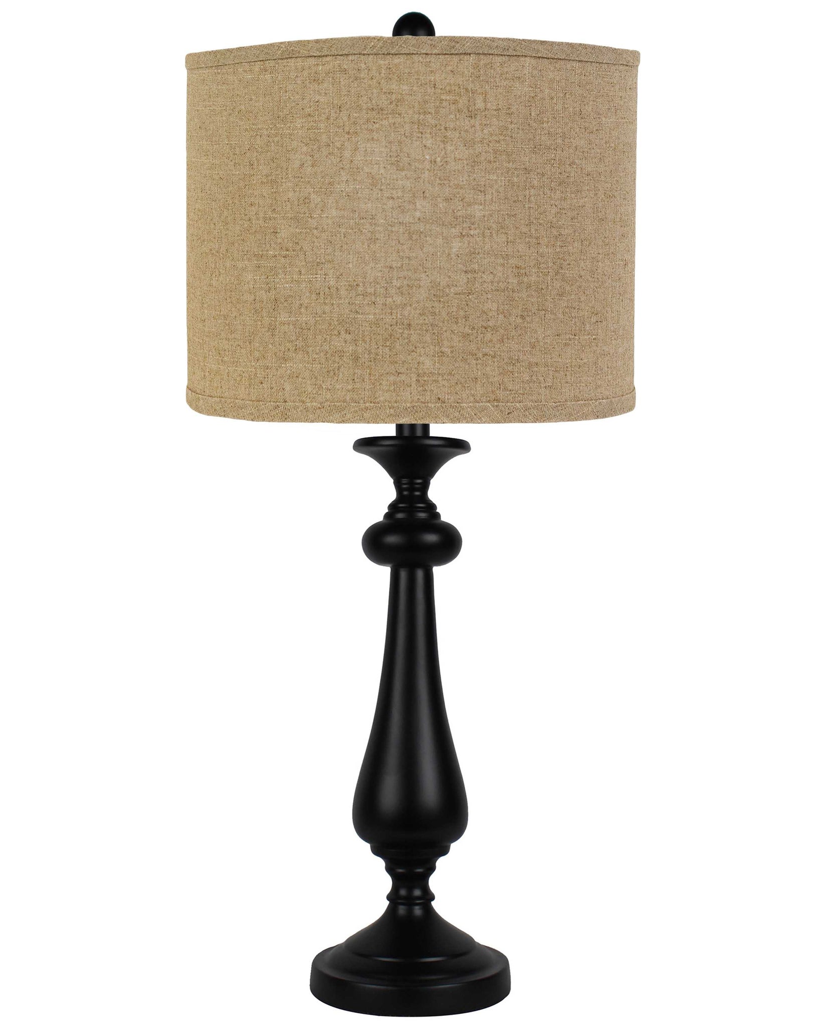 Black Table Lamp with Linen Shade