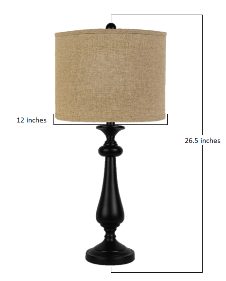 Black Table Lamp with Linen Shade