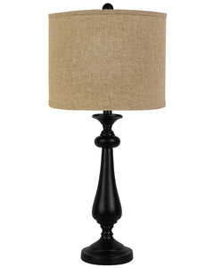 Black Table Lamp with Linen Shade