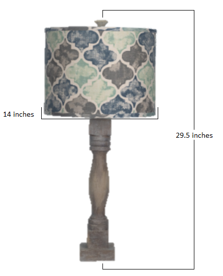 Distressed Brown Table Lamp with Moroccan Tile Design Shade