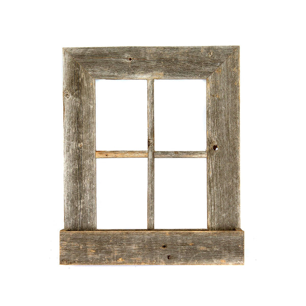 22x18 Rustic Weatered Grey Window Frame with Planter