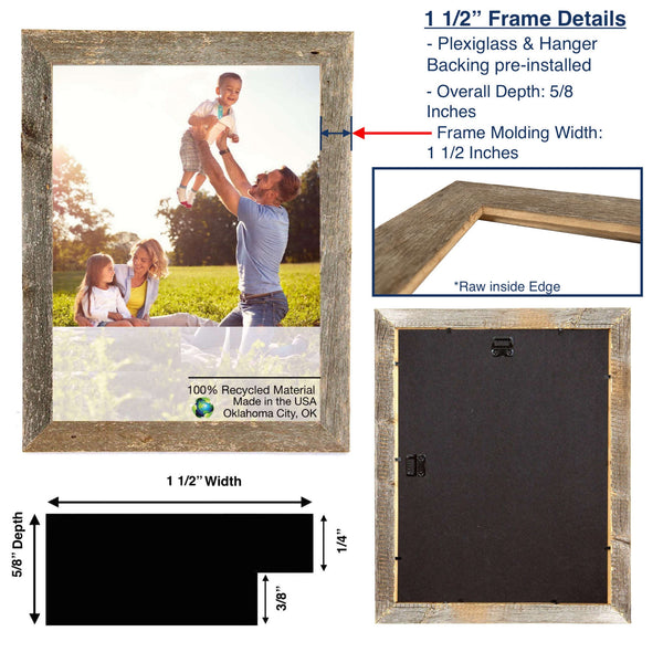 16x20 Rustic Smoky Black Picture Frame with Plexiglass Holder