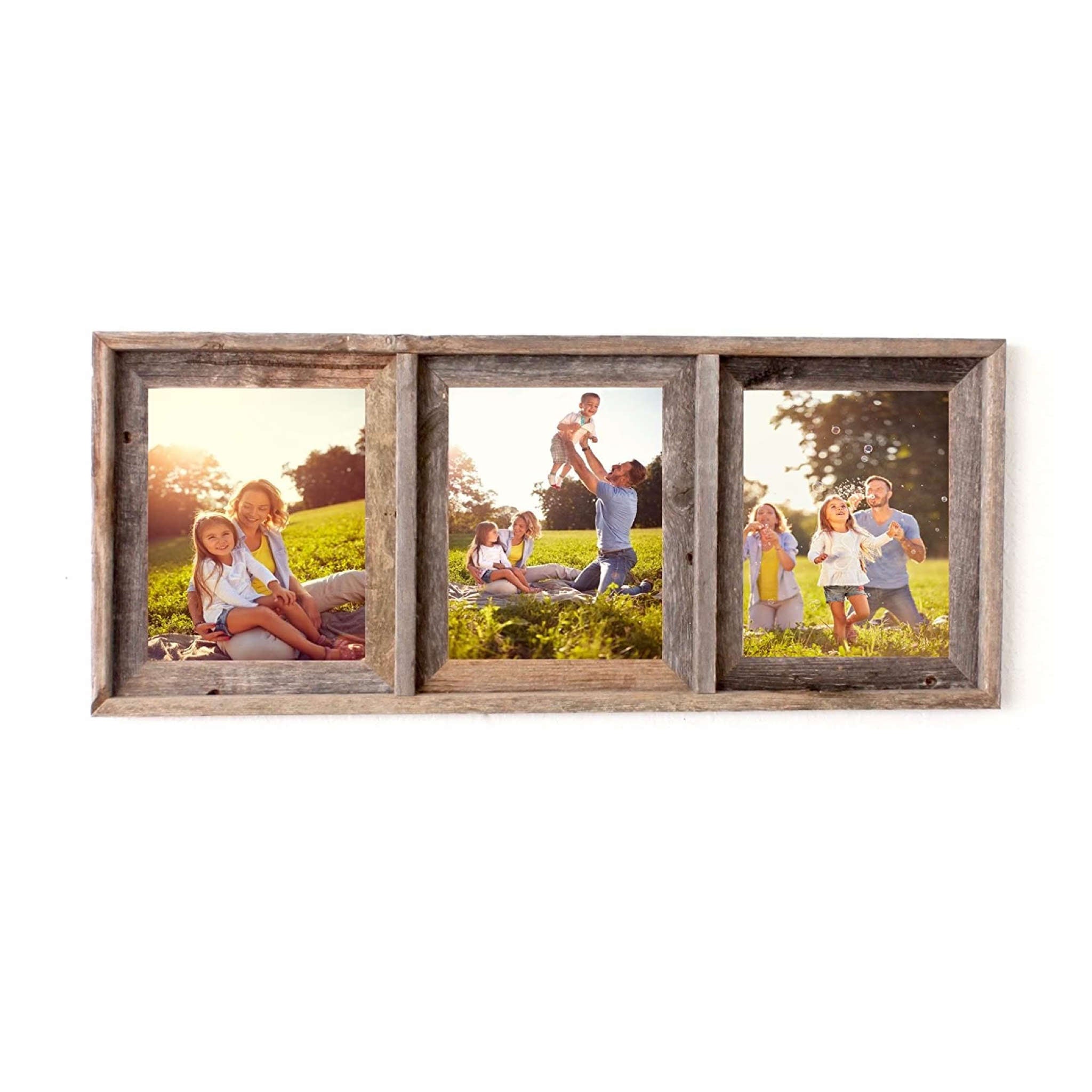 3 8x10 Rustic Weathered Grey Picture Frame with Plexiglass Holder