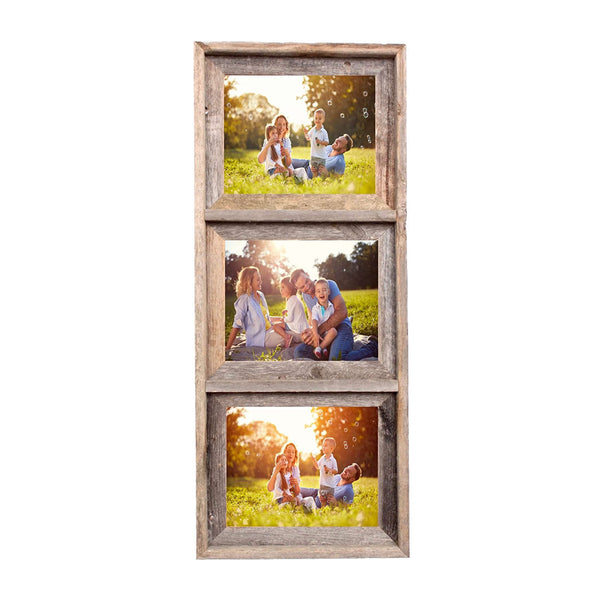 3 8x10 Rustic Weathered Grey Picture Frame with Plexiglass Holder