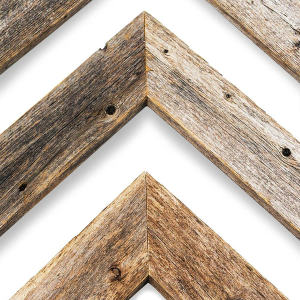 Set of 3 White Wash Reclaimed Wood Chevron Arrow