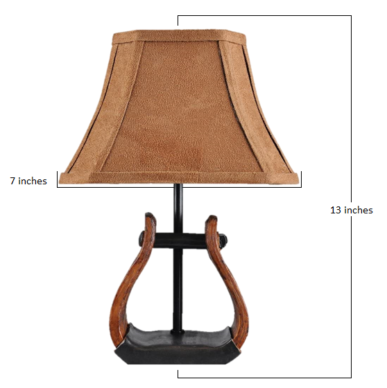 Horse Stirrup Accent Lamp with Faux Suede Brown Shade