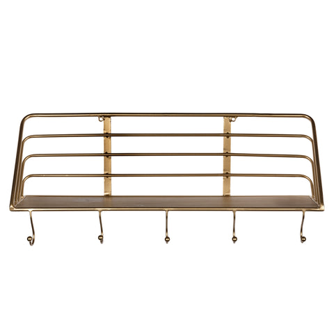 Golden Metal Shelf with Hooks