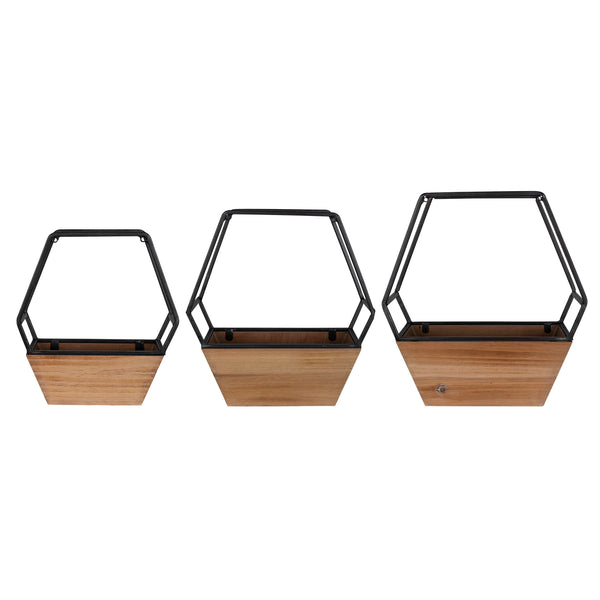 Set of 3 Boho Cool Hexagon Wall Planters