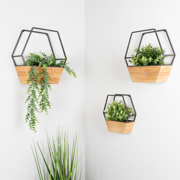 Set of 3 Boho Cool Hexagon Wall Planters