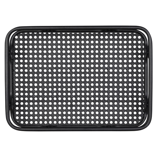 Matte Black Metal Cane Design Serving Tray