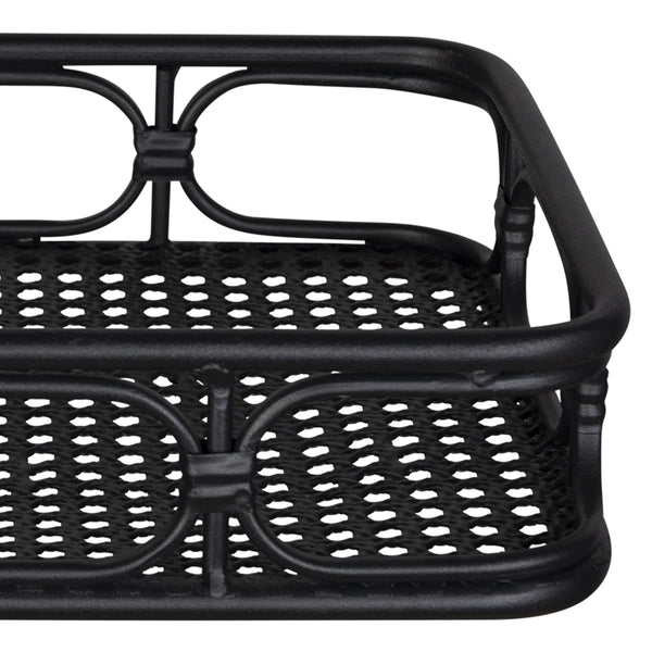 Matte Black Metal Cane Design Serving Tray