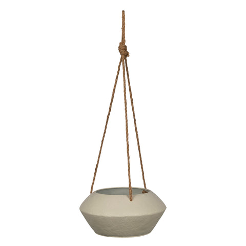 Light Grey Metal Hanging Rope Planter