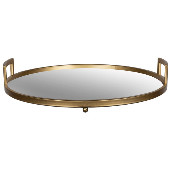 14" Gold Round Mirrored Decorative Tray