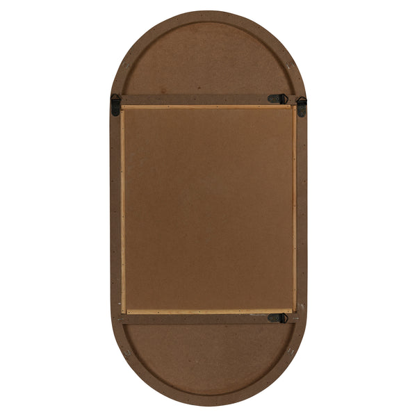 Brown Oval Wooden Wall Mirror