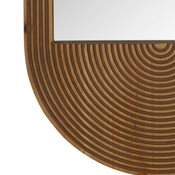 Brown Oval Wooden Wall Mirror