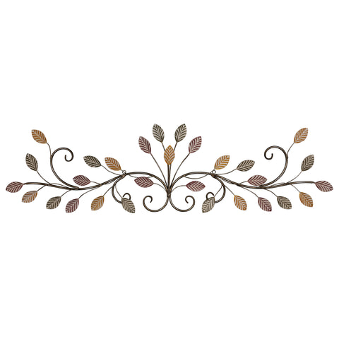 Warm Scrolling Metal Leaves Over Door Wall Decor