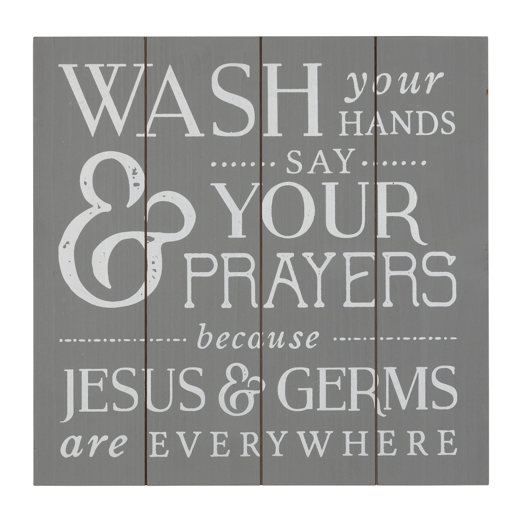 Gray Wood Wash Jesus and Germs Bathroom Wall Art