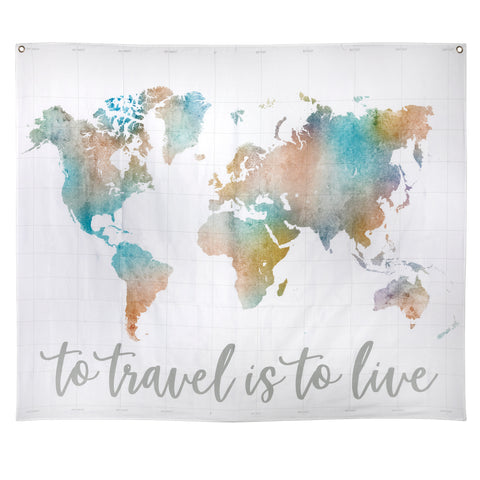 To Travel Is To Live Map Hanging Wall Tapestry