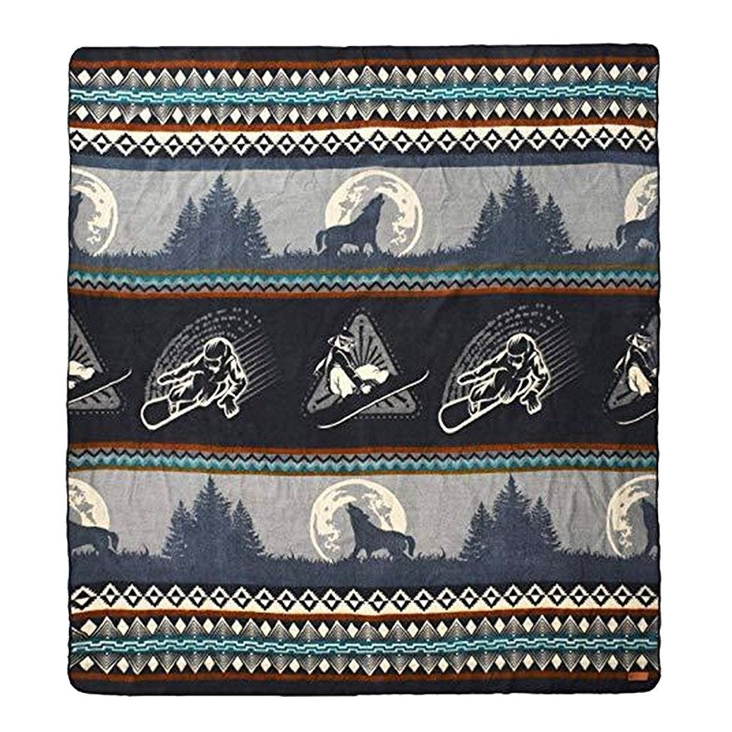 Queen Size Ultra Soft Gray Snowboarder Handmade Woven Blanket