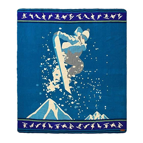 Queen Size Blue Ultimate Snowboarder Handmade Woven Blanket