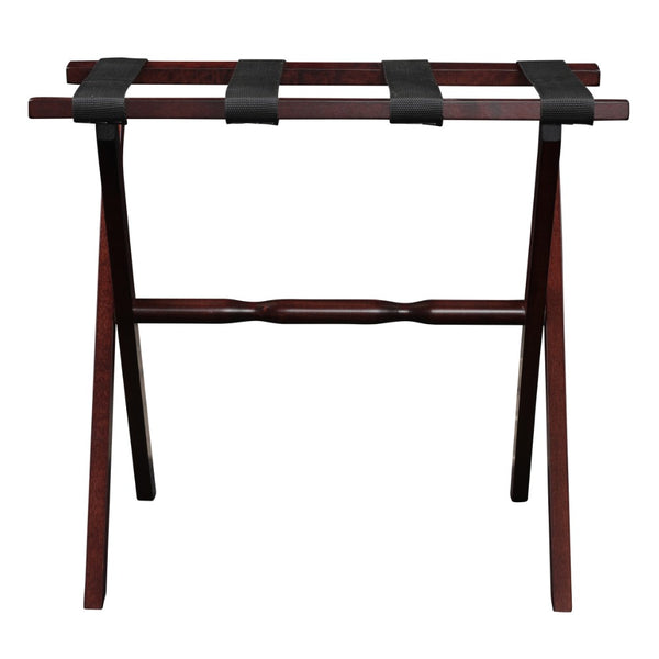 Hotel Cherry Mahogany Folding Luggage Rack with Black Straps