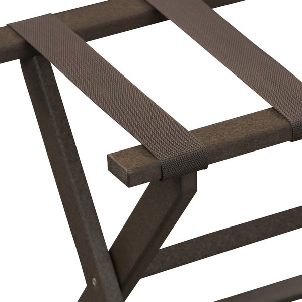 Earth Friendly Brown Folding Luggage Rack with Brown Straps