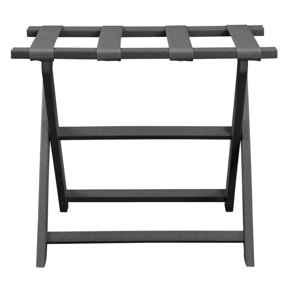 Earth Friendly Dark Gray Folding Luggage Rack with Gray Straps