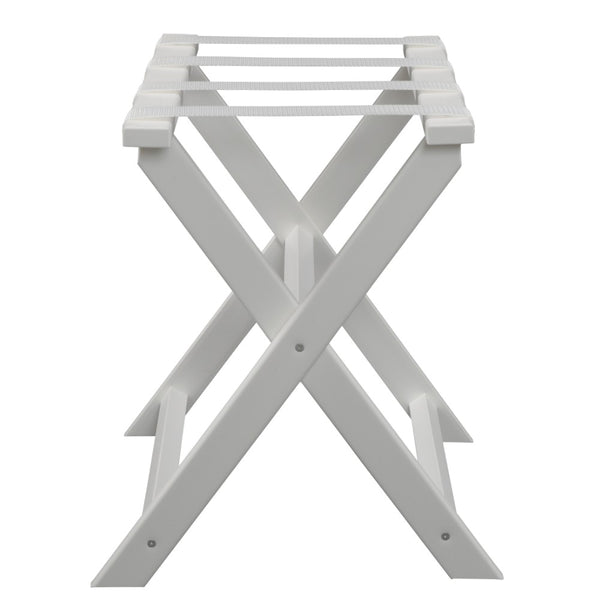 Earth Friendly White Folding Luggage Rack with White Straps