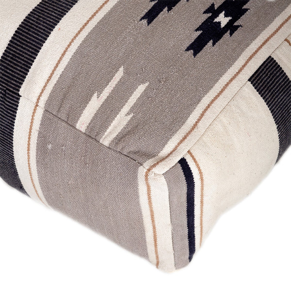 Aztec Gray Navy and Beige Pouf