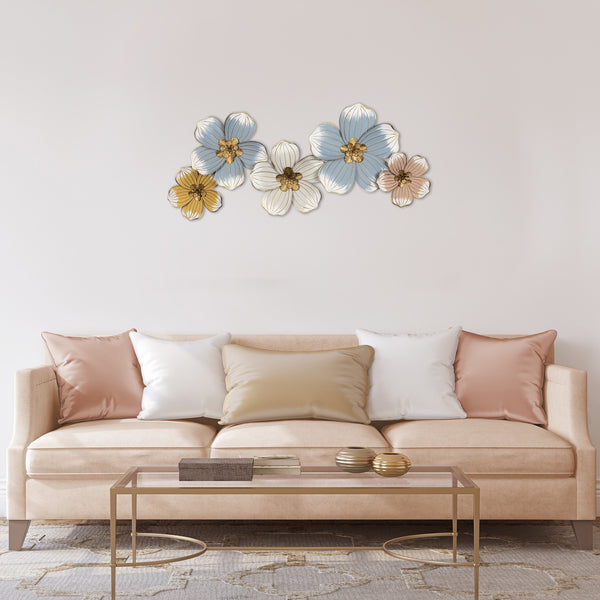 Pastel and Gold Floral Metal Wall Decor