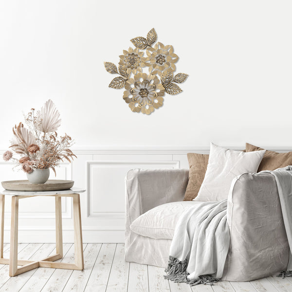 Golden Metallic Flower Wall Decor