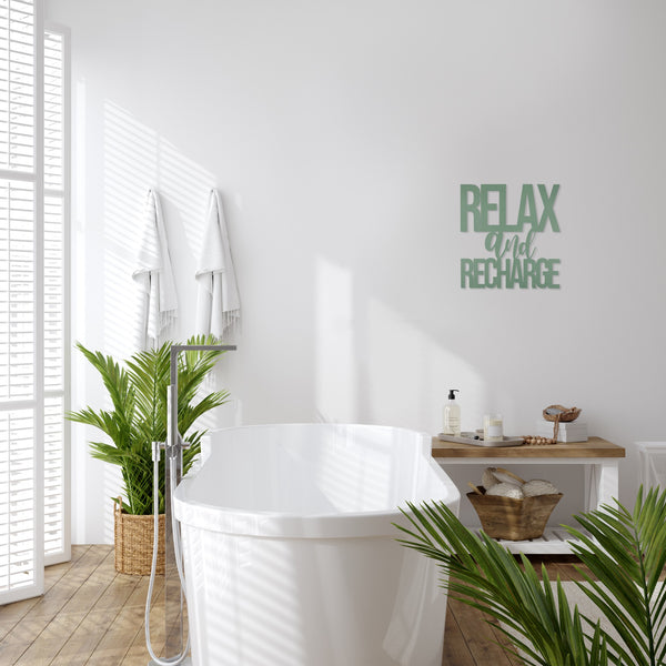 Relax and Recharge Metallic Wall Sign