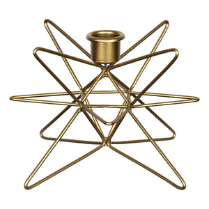 Shiny Gold 3D Wire Star Taper Candle Holder