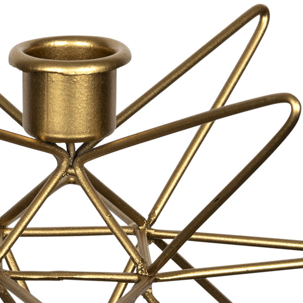 Shiny Gold 3D Wire Star Taper Candle Holder