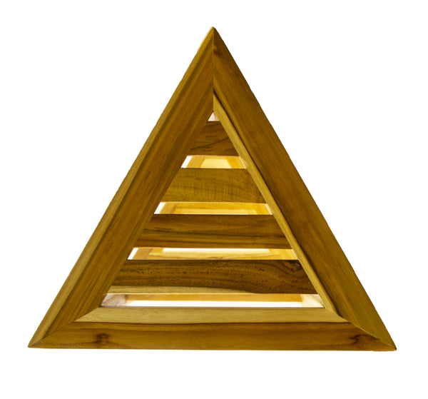 Hotel Natural Teak 32" Triangle Corner Shower Tiered Shelf