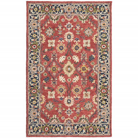 4'x6' Red and Blue Bohemian Area Rug