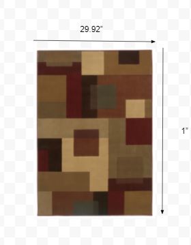 3'x4' Red and Tan Geometric Area Rug