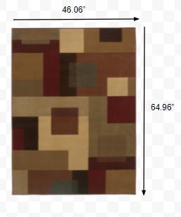 5'x8' Red and Tan Geometric Area Rug