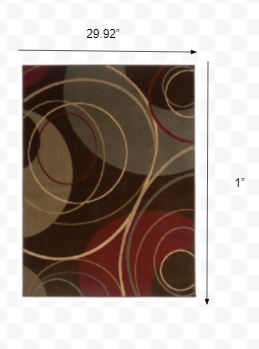 3'x4' Brown and Red Abstract Area Rug