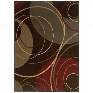 3'x4' Brown and Red Abstract Area Rug