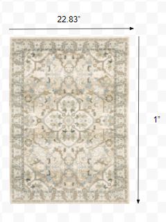 2'x3' Beige and Ivory Medallion Area Rug