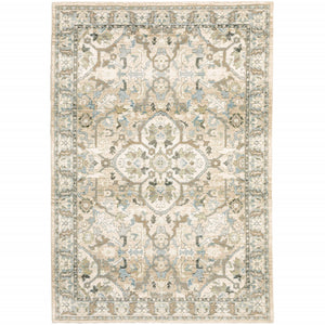 2'x3' Beige and Ivory Medallion Area Rug