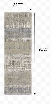 2'x8' Grey and Ivory Abstract Lines Runner Rug