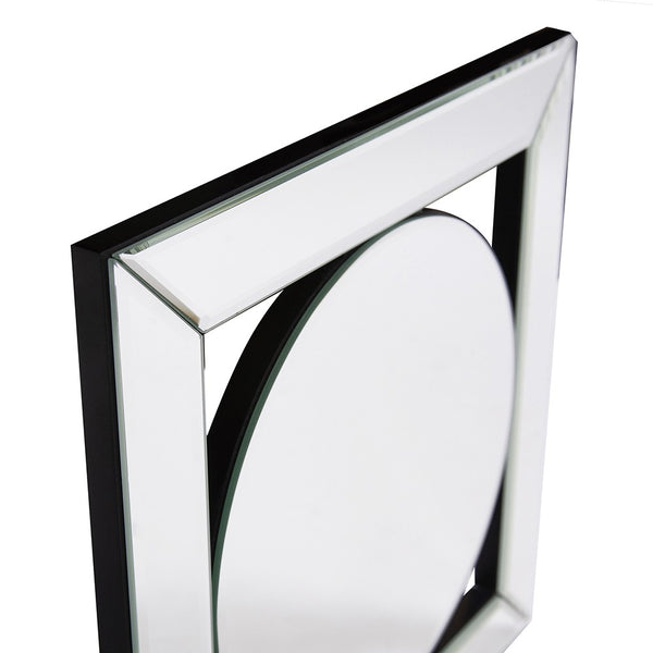 Square Mirror with Center Round Mirror