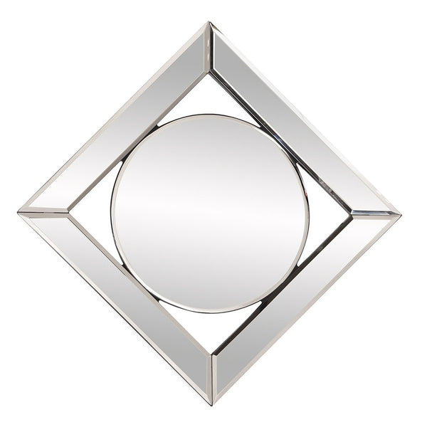 Square Mirror with Center Round Mirror