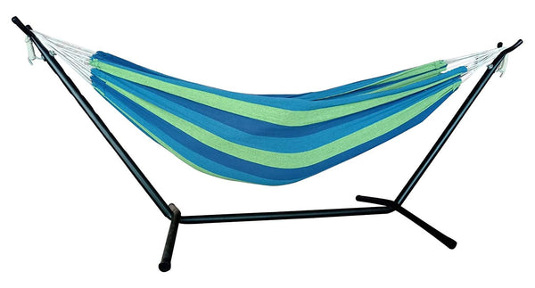 Blue and Green Stripe Classic 2 Person Hammock with Stand